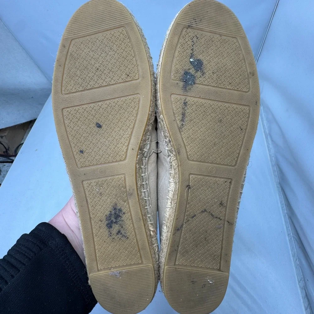 Tory Burch Espadrille Flats Women 8 Tan Laser Cut Suede Boho Summer Chic‎